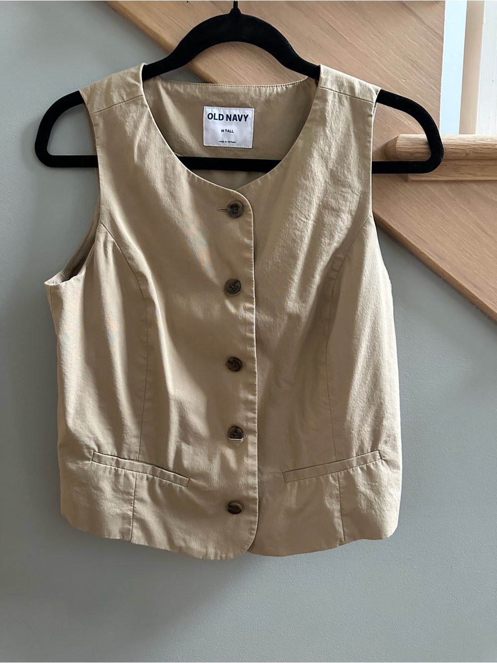 Old Navy Beige Button-Front Sleeveless Vest
